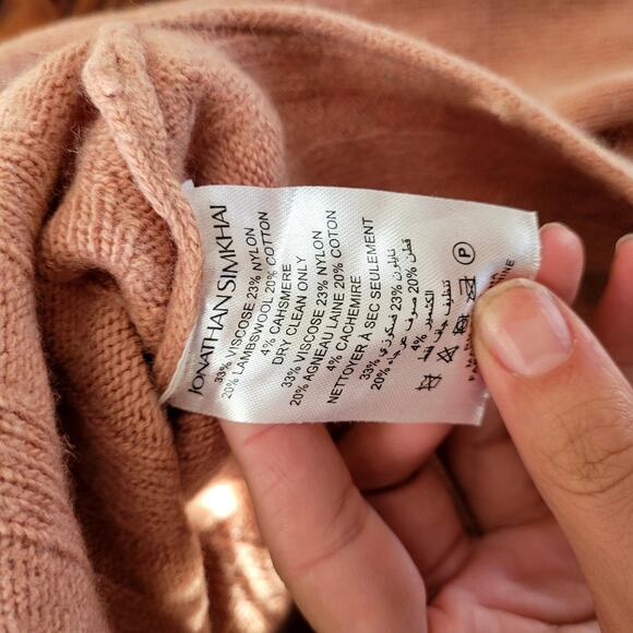 Jonathan Simkhai Dusty Pink Cropped Pink Sweater Sz S - Picture 4 of 5